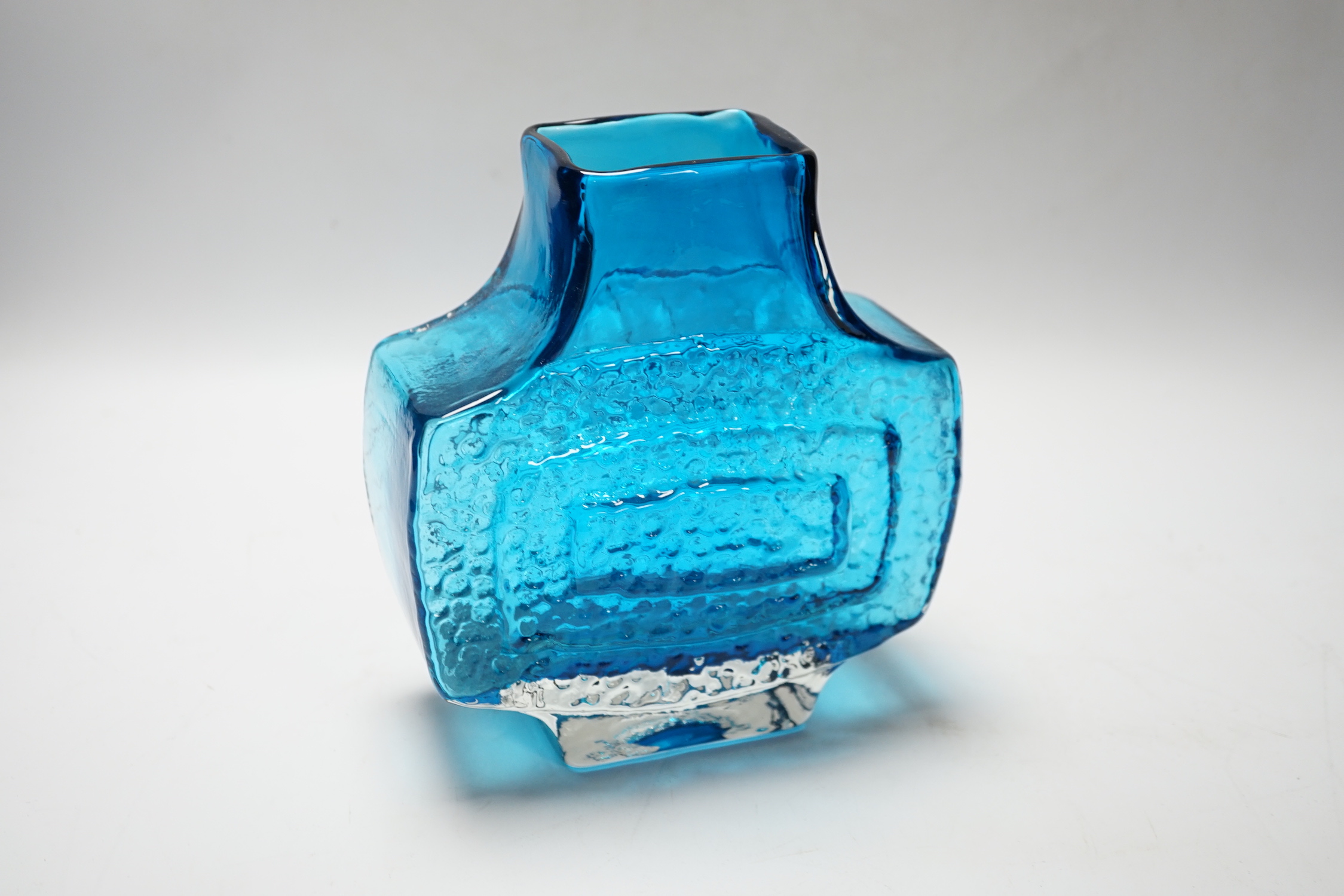 Geoffrey Baxter for Whitefriars, a TV vase in Kingfisher blue, 17cm high